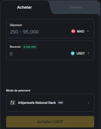 Binance : page Acheter des USDT avec des MAD